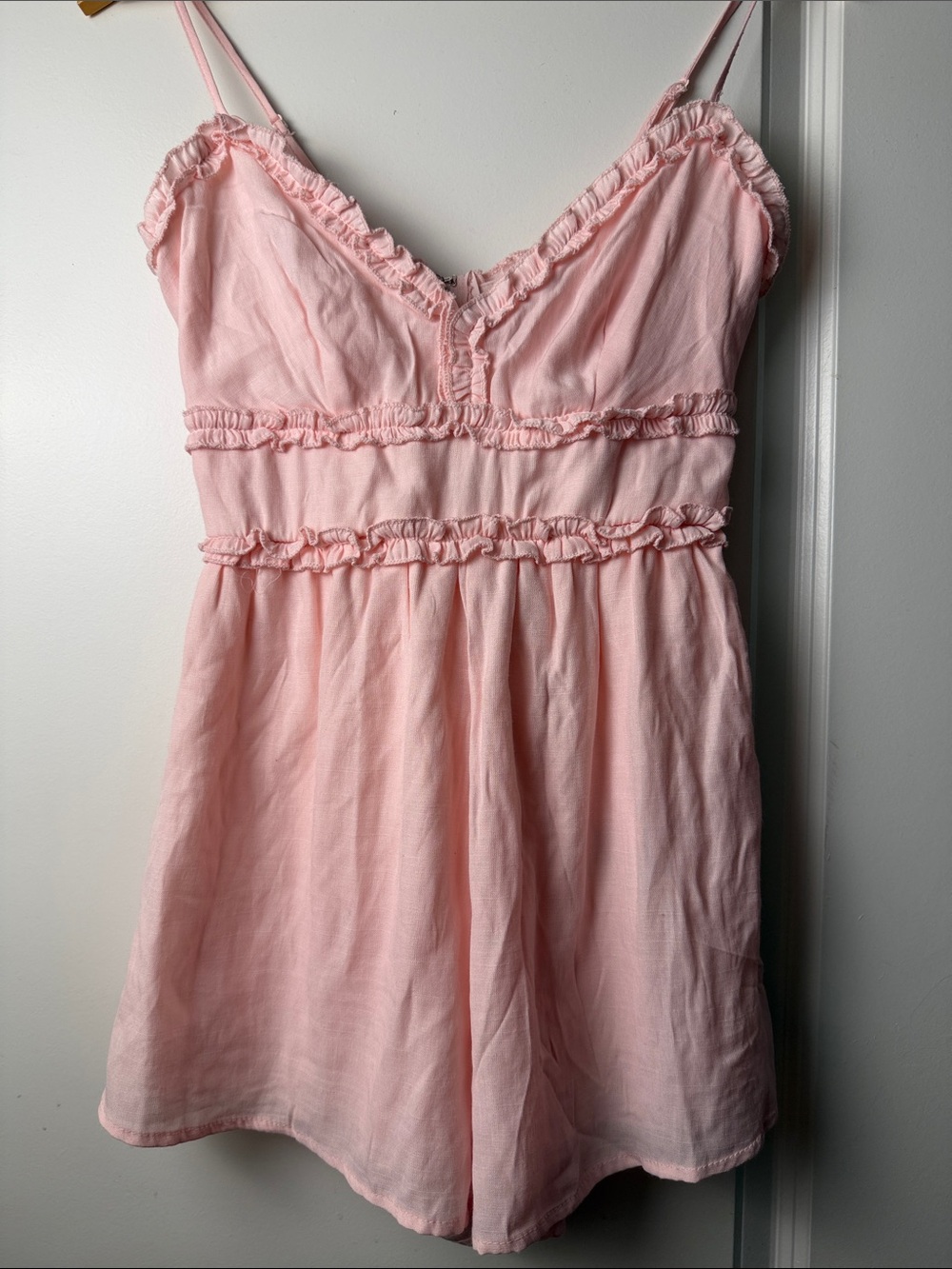 Trixxi Light Pink Ruffle Trim Cami Romper
